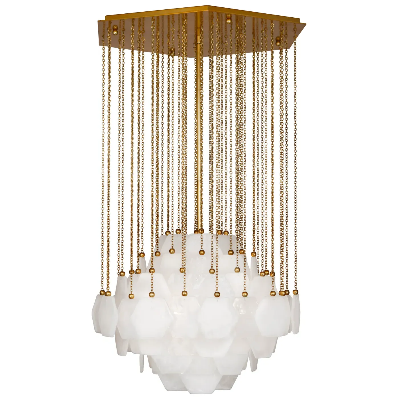 Large Chandelier with Glass Panels - Metal image