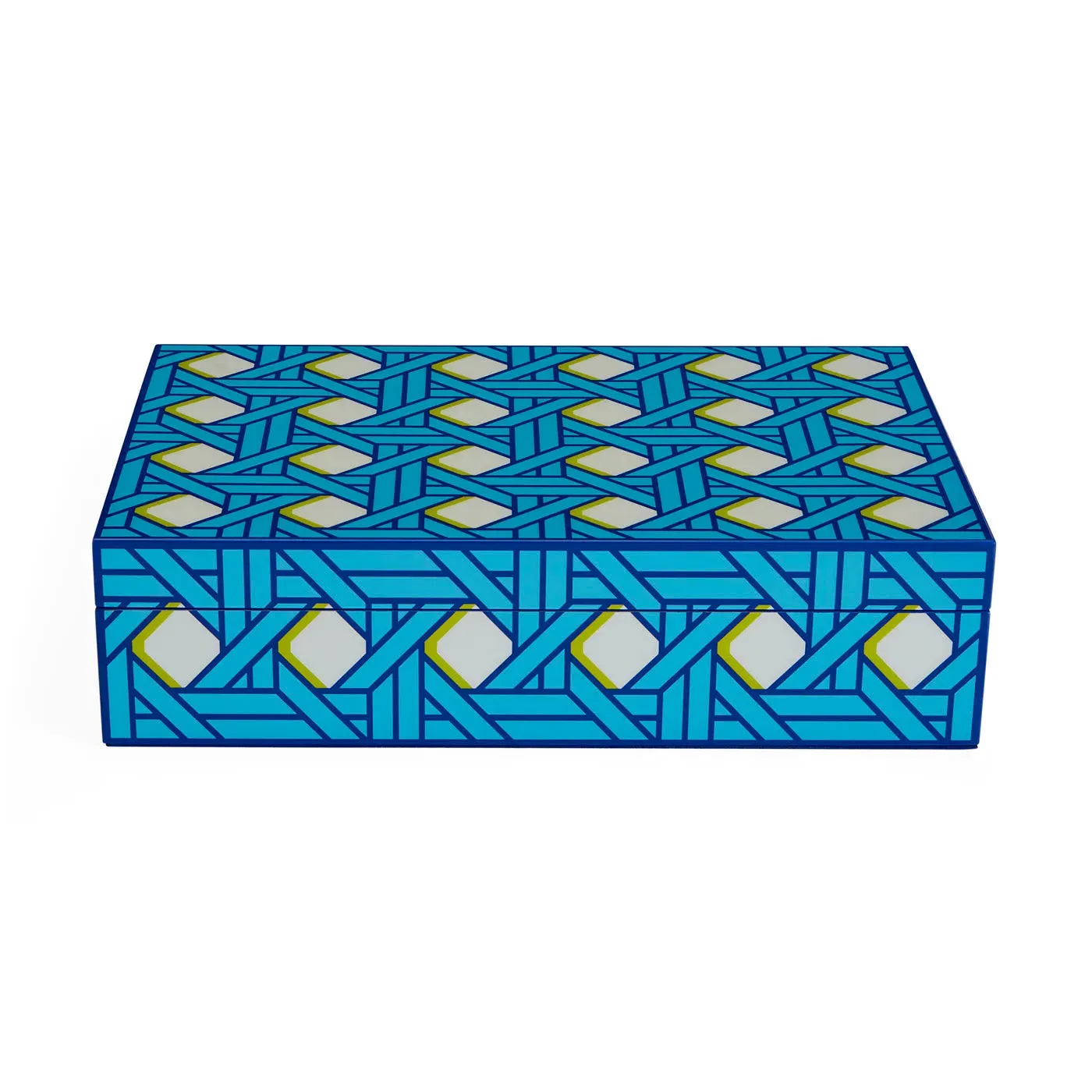 Large Storage Box Basketweave - Blue, Lacquer image