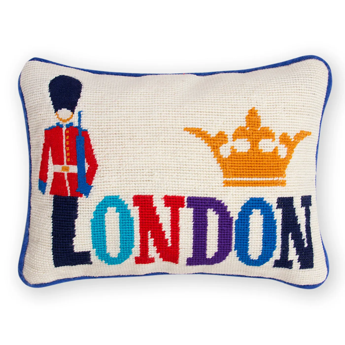 London Needlepoint Throw Cushion - Velvet image