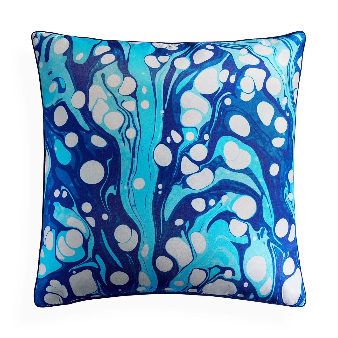 Marbleized Cushion - Blue, Silk