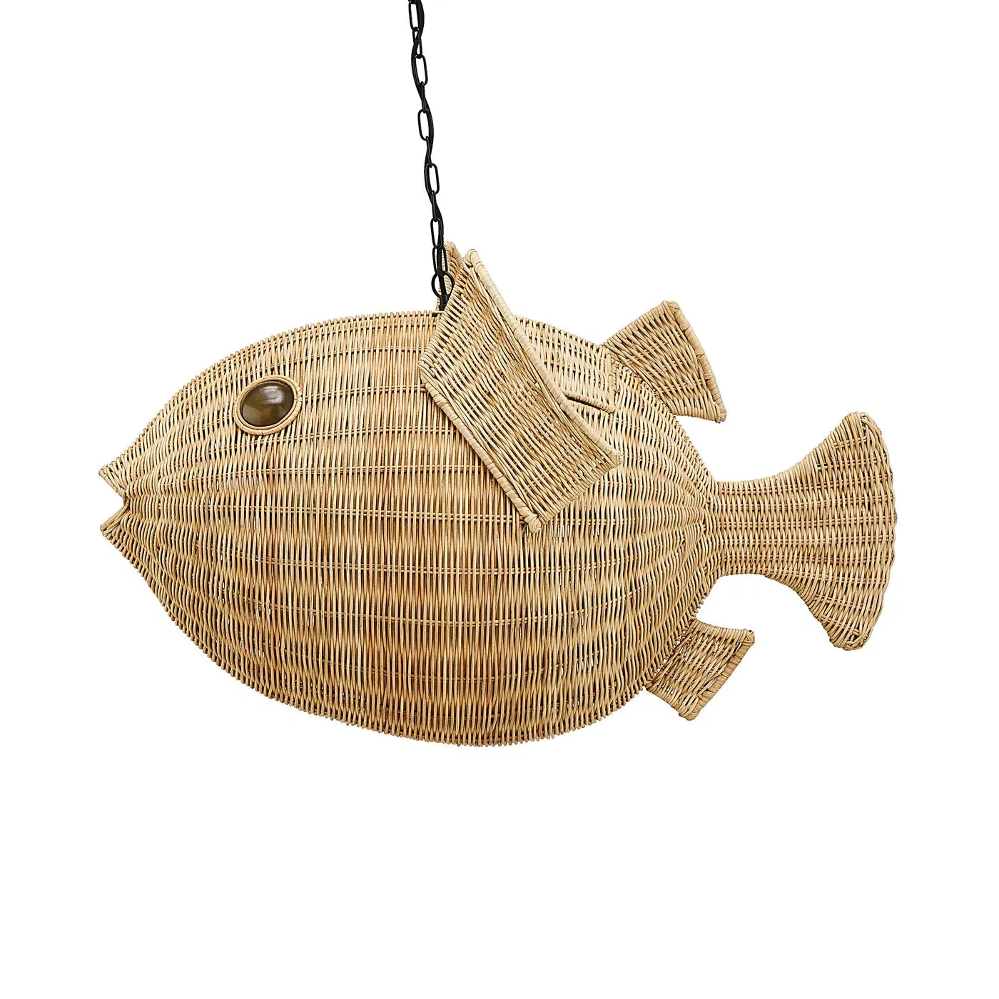 Medium Blowfish Pendant Light - Natural, Wicker