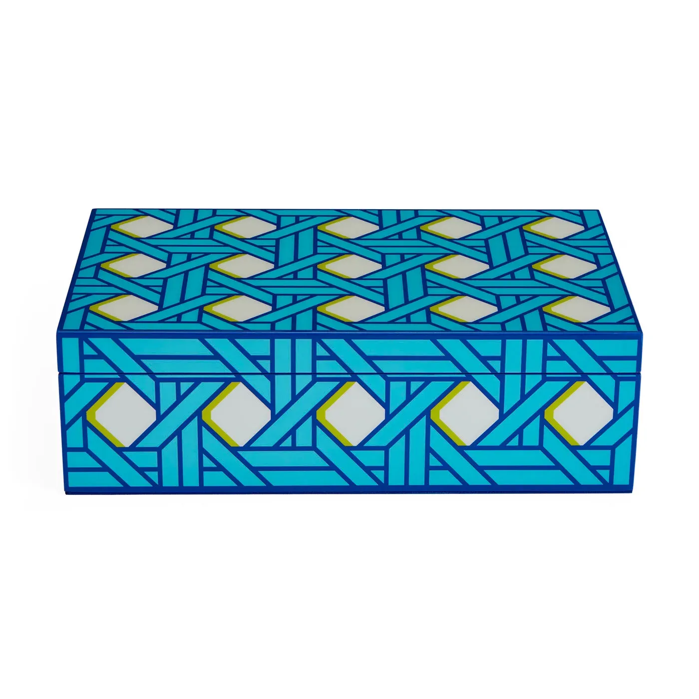 Medium Storage Box Basketweave - Blue, Lacquer image
