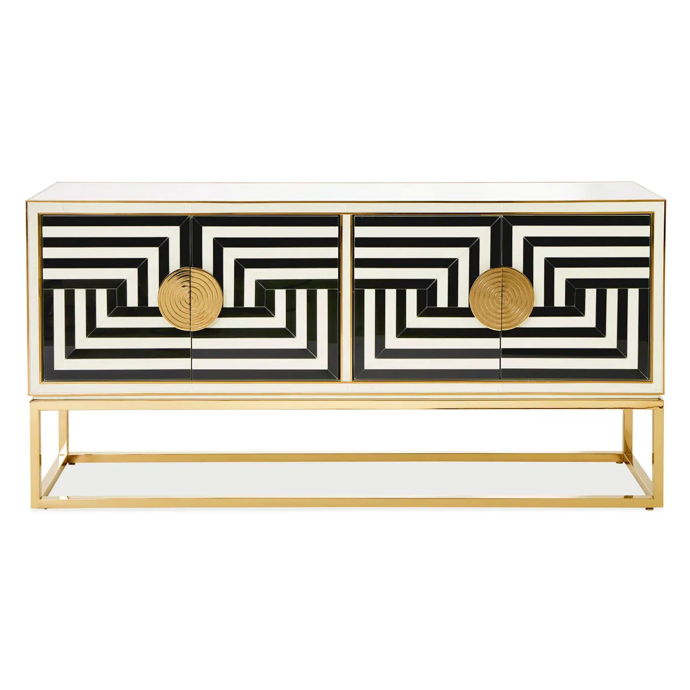 Modernist Credenza with Glass Doors - Brass