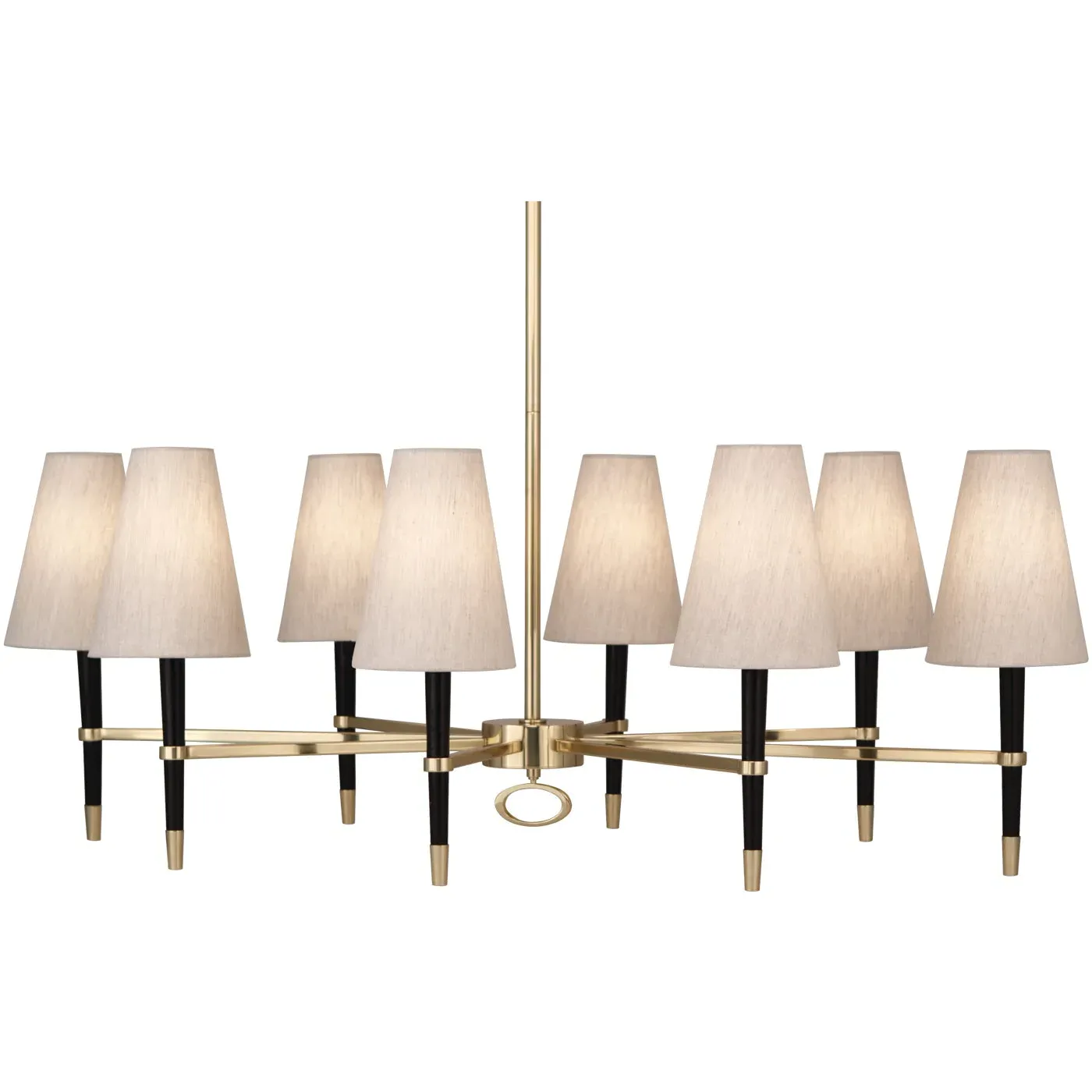 Oval Chandelier with Linen Shades - Wood image