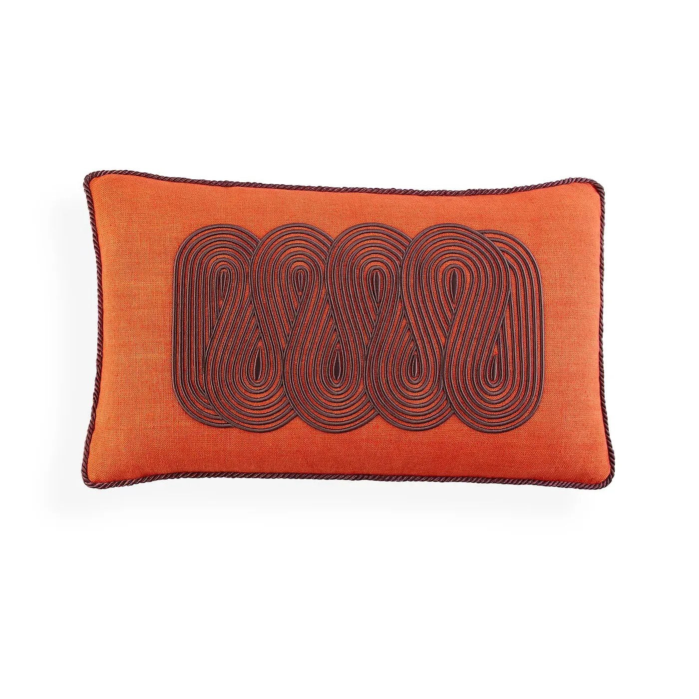 Path Pattern Cushion - Tangerine, Linen image