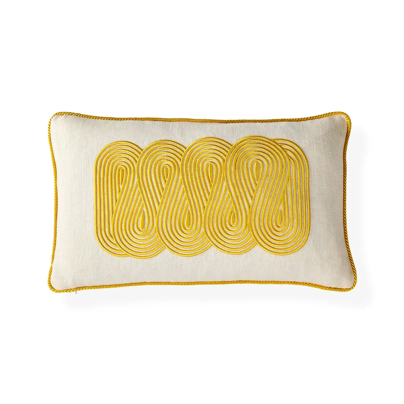 Path Pattern Cushion - Yellow, Linen