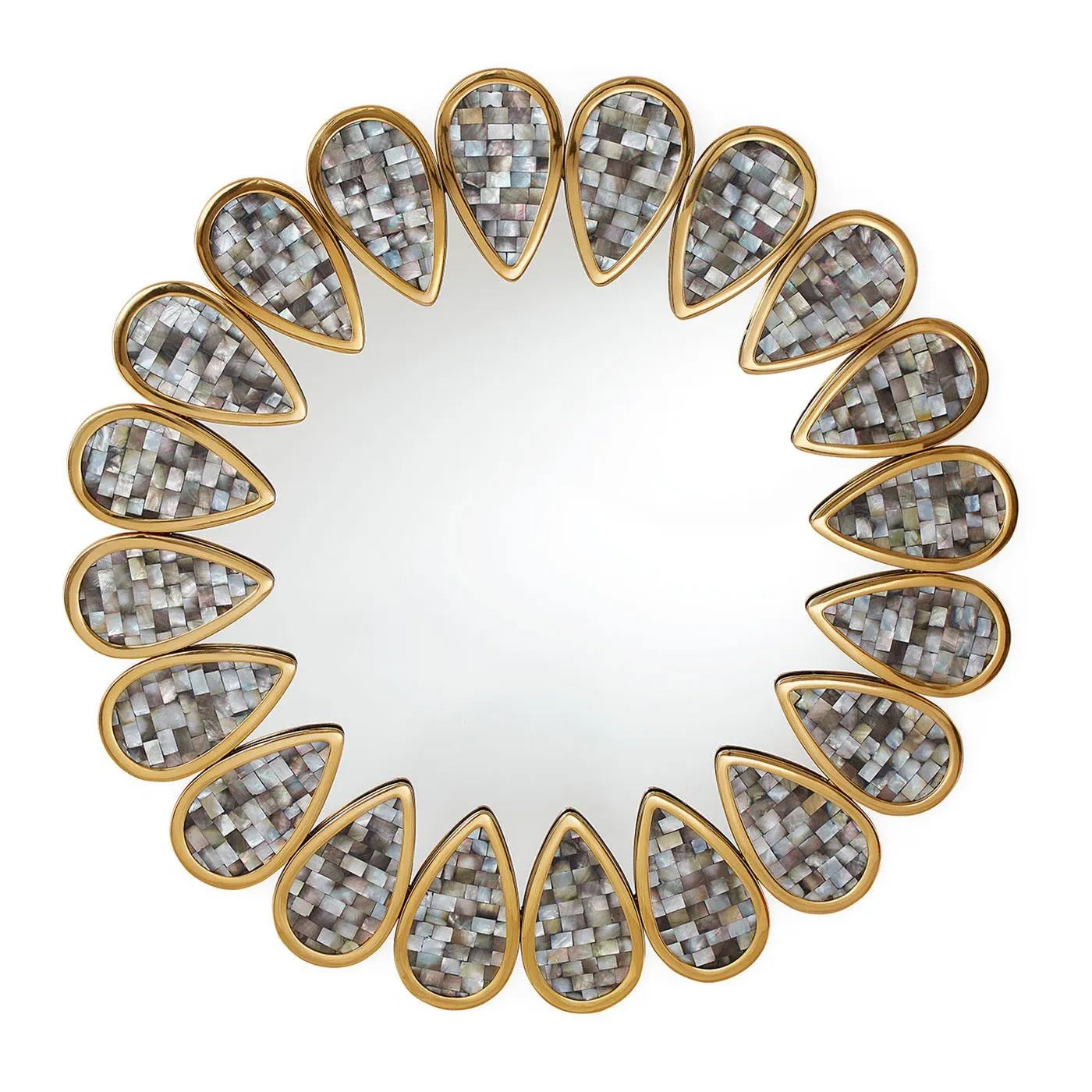 Petal-Shaped Wall Mirror - Grey, Mother of Pearl image
