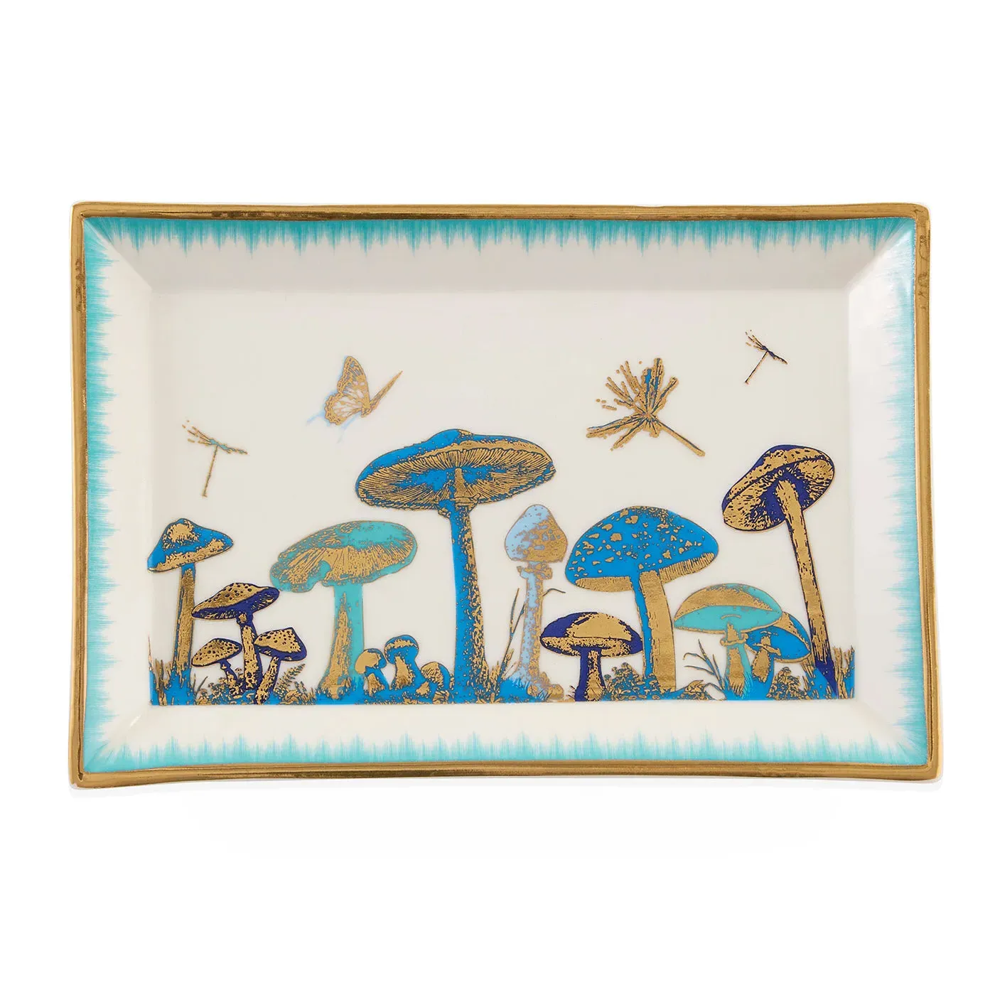 Rectangle Tray with Mushroom Design - Porcelain image