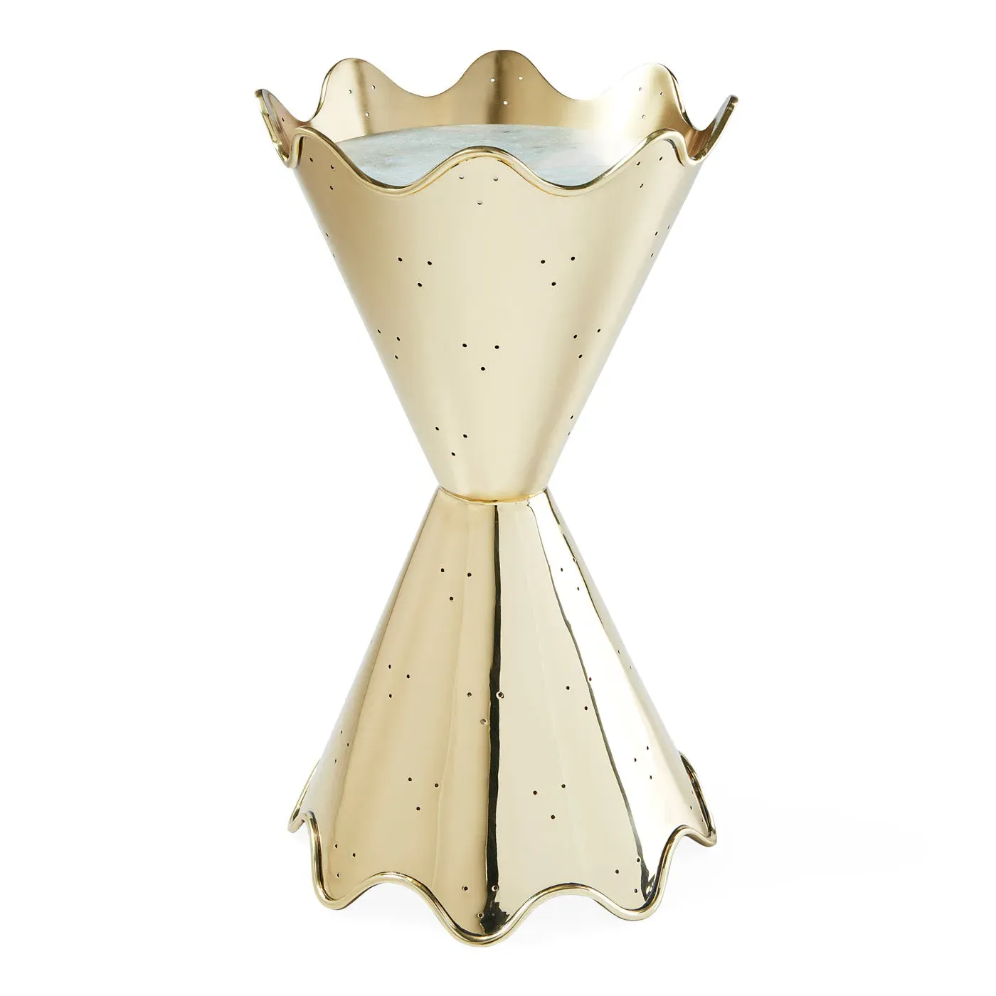 Round Accent Table with Ripple Base - Brass image