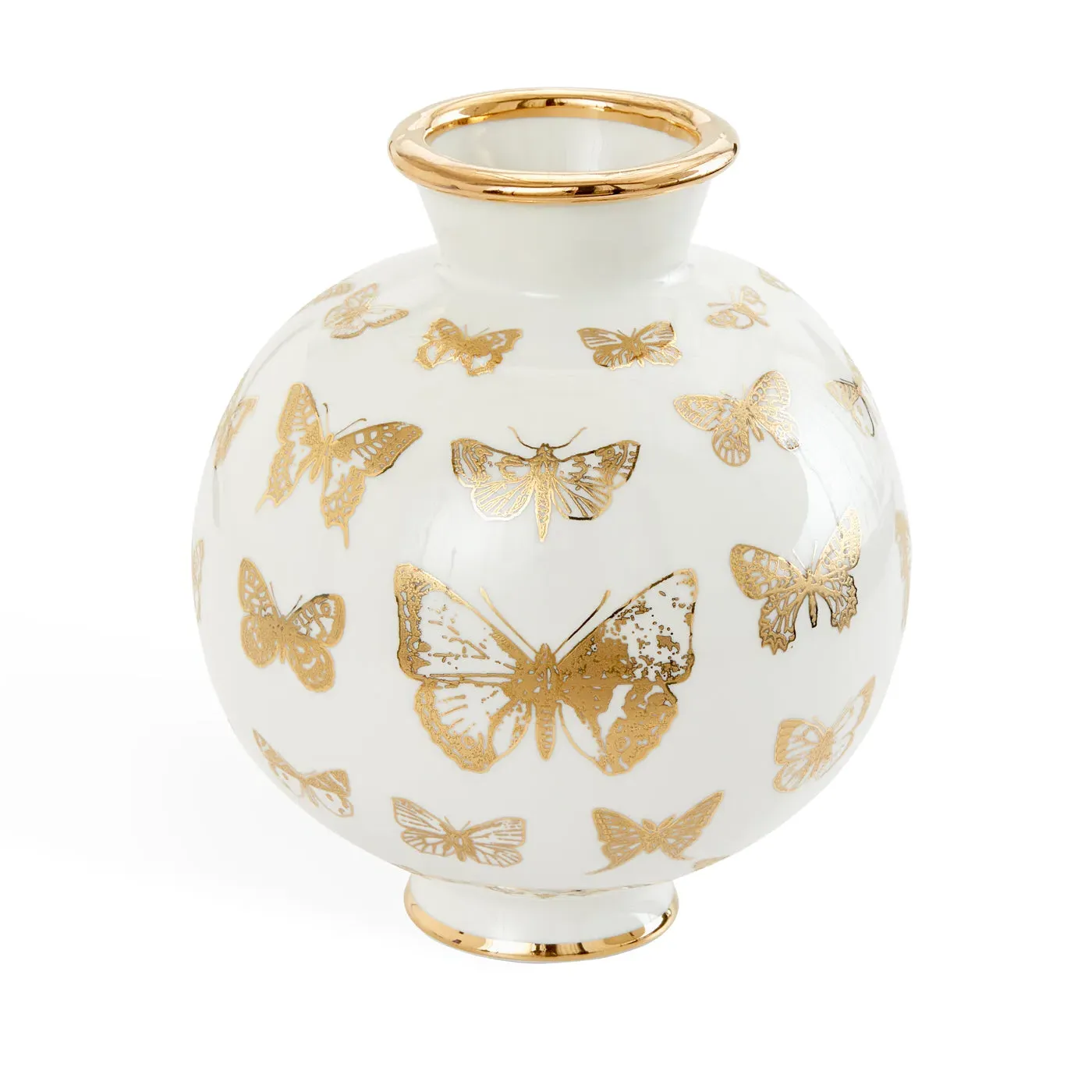 Round Butterfly Vase - Gold, Porcelain