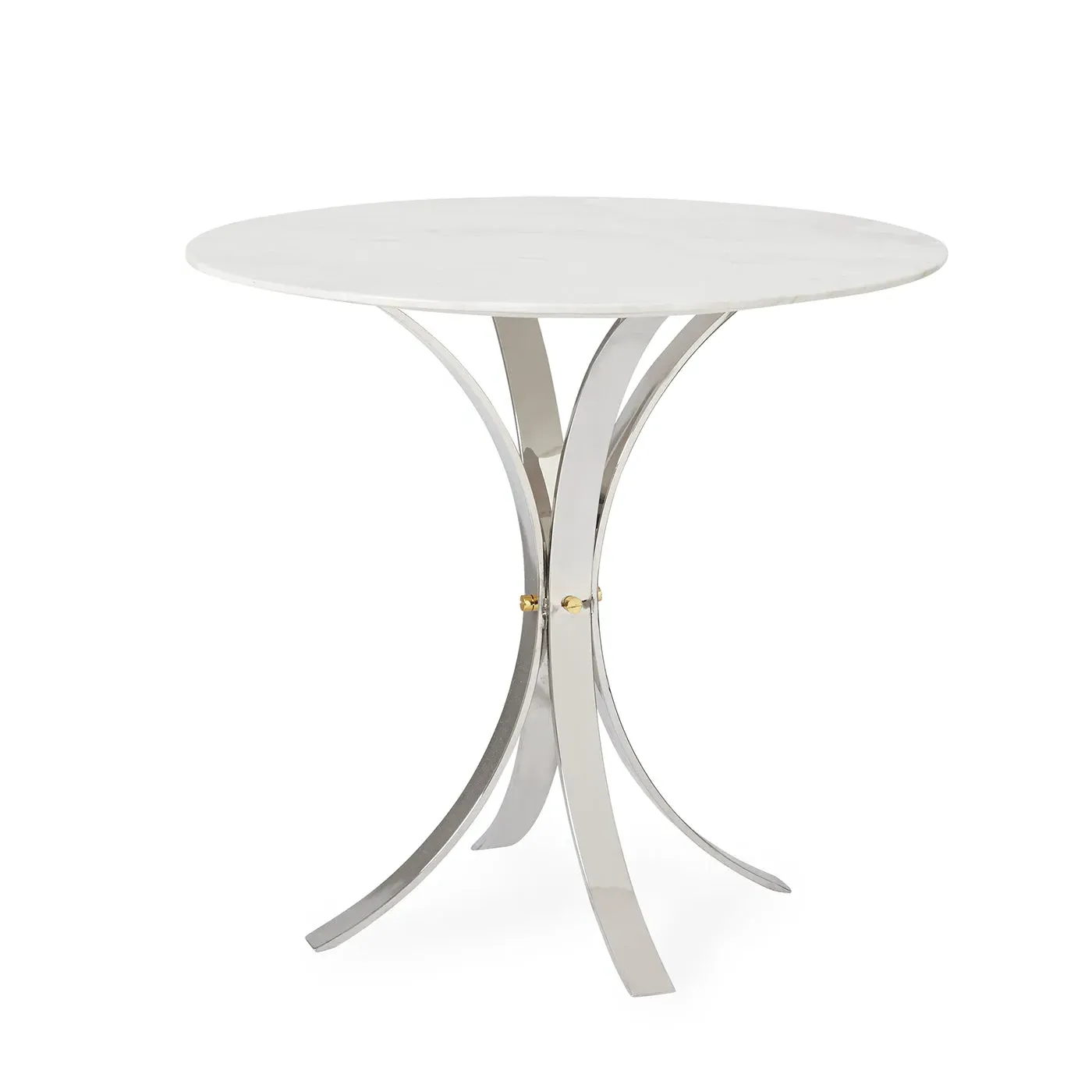 Round Café Table - White Marble, Mixed Metal image