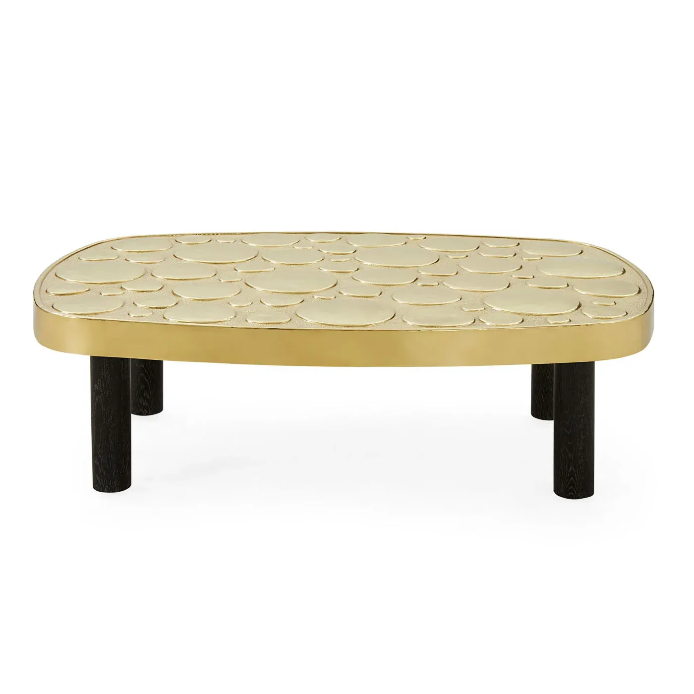 Round Cocktail Table - Brass, Oak image
