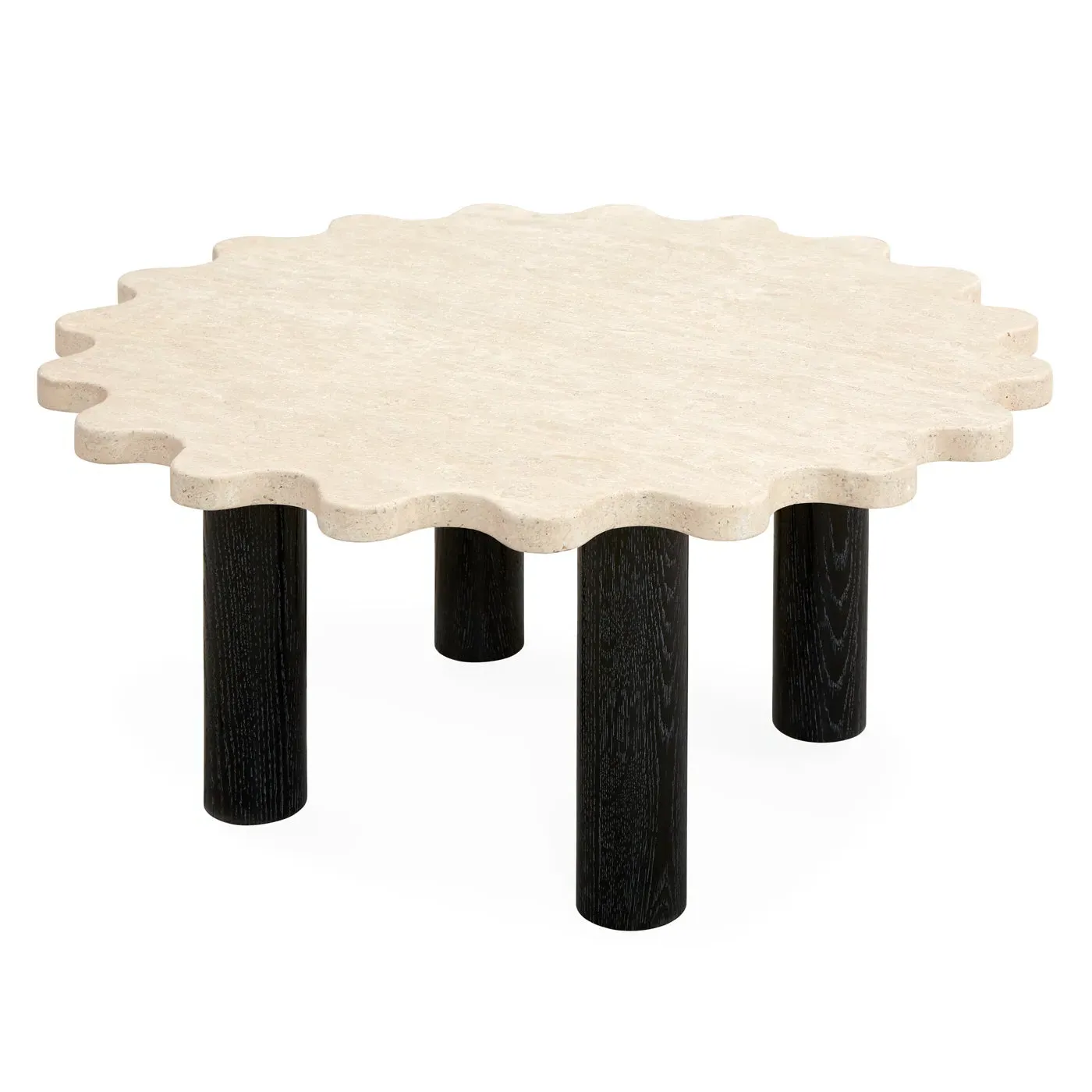 Round Cocktail Table - Travertine, Oak image