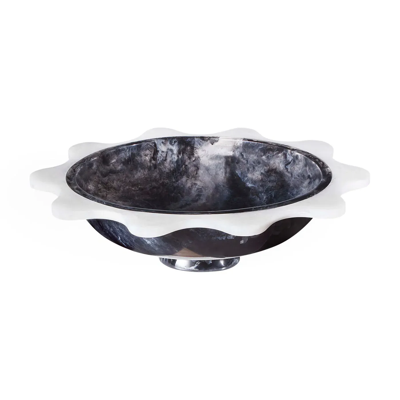 Round Ripple Bowl - Black & White, Ceramic image