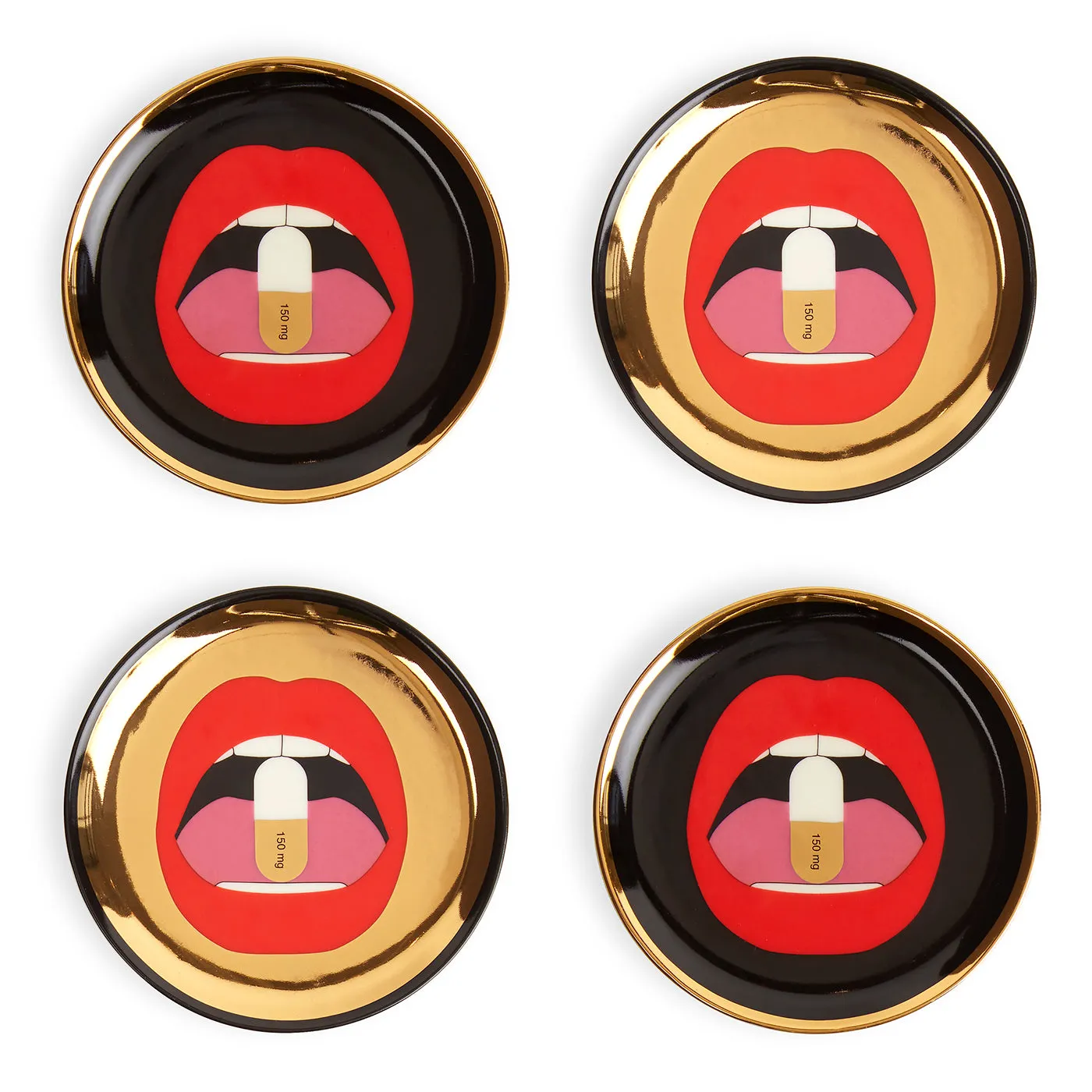 Set of Coasters with Motif - Black, Gilded image