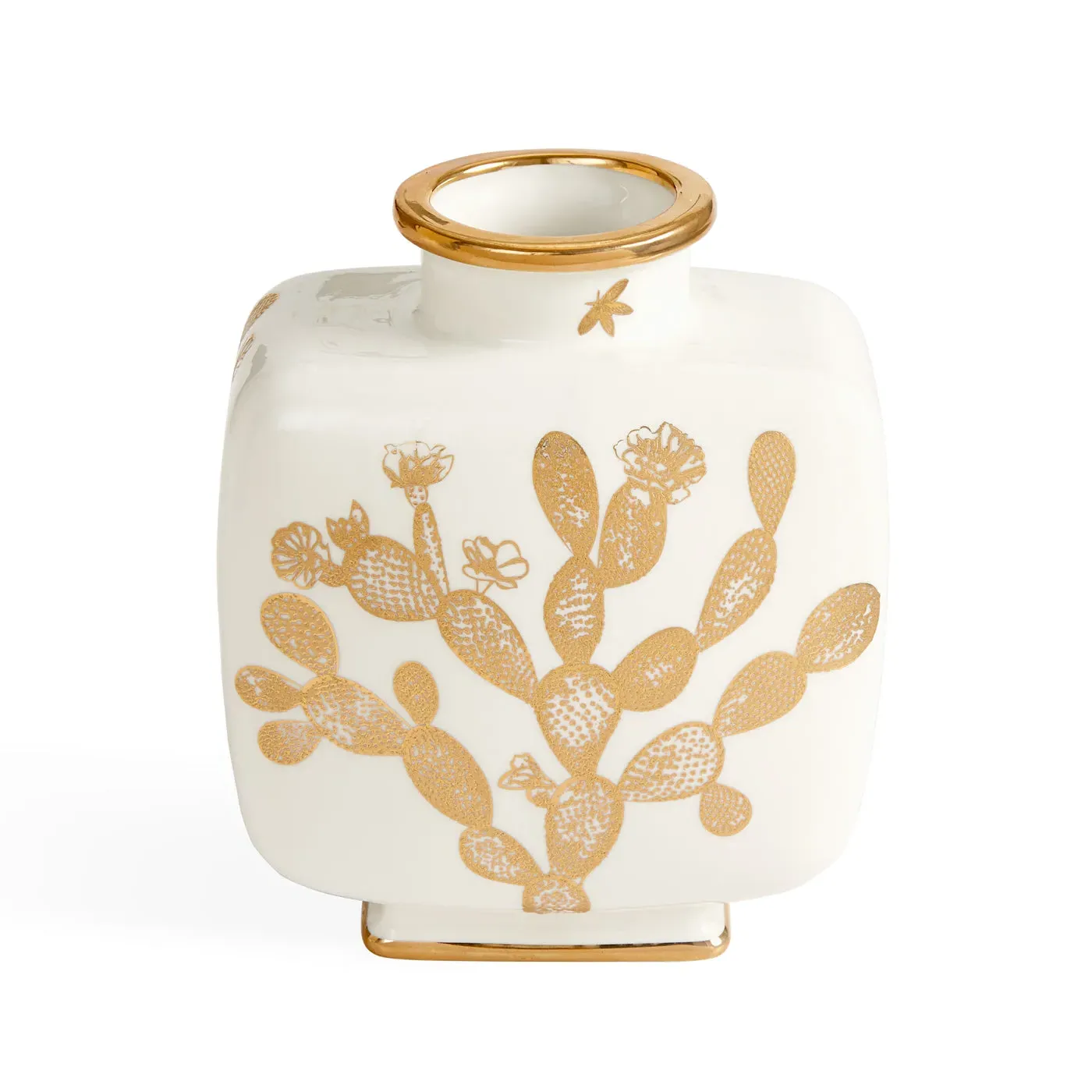 Square Cactus Vase - Gold, Porcelain image
