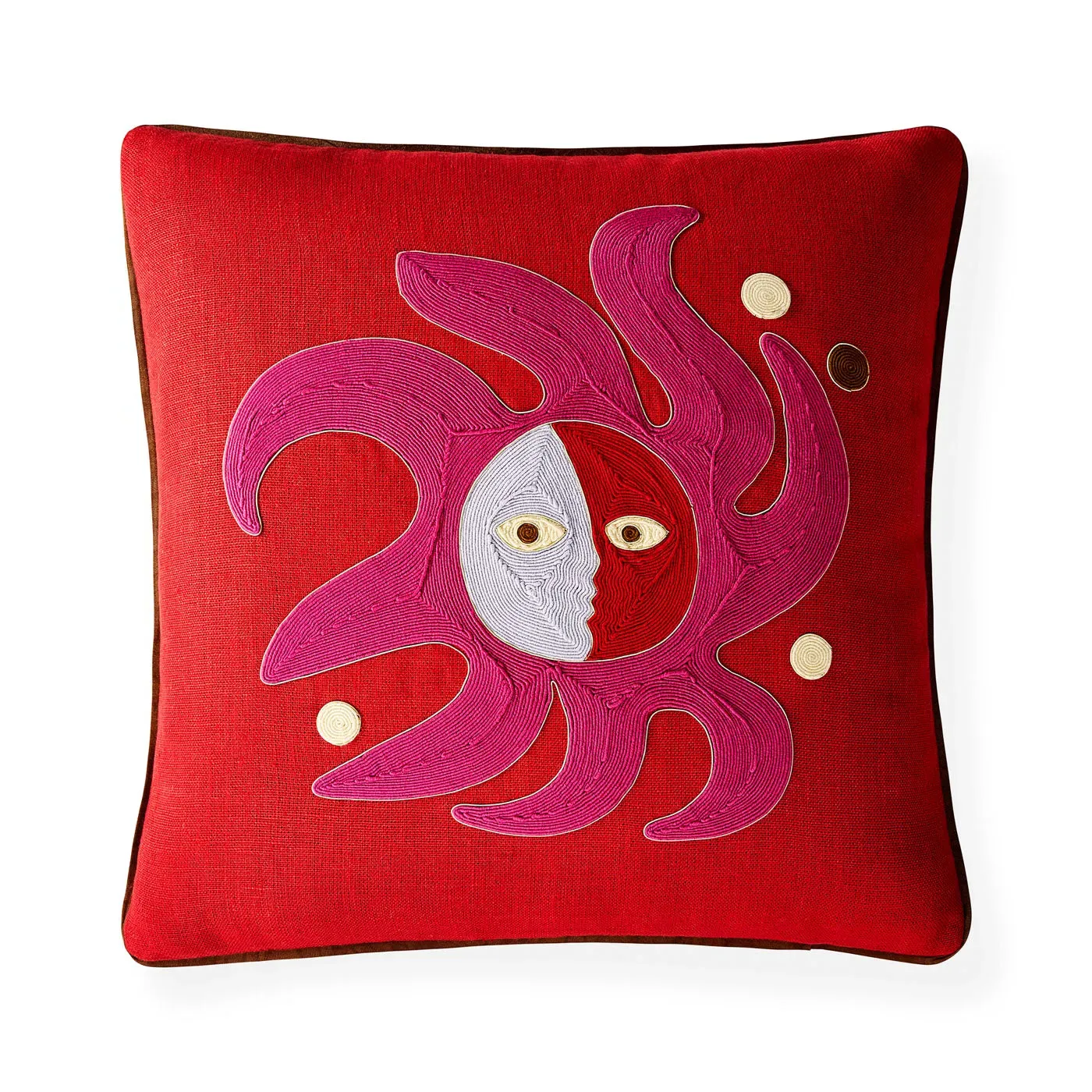 Square Cushion with Embroidery - Linen image