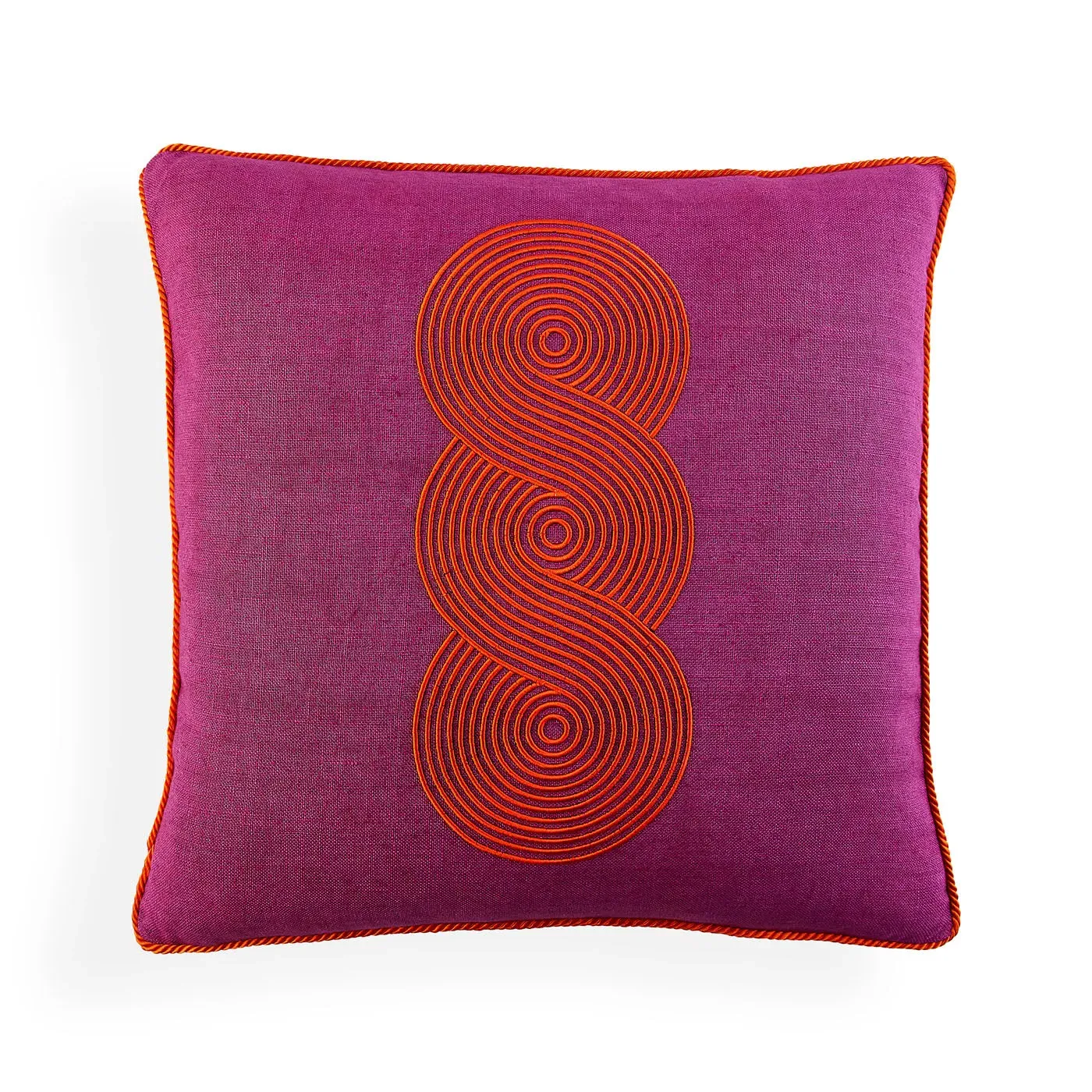 Square Cushion with Loops - Fuchsia, Linen image