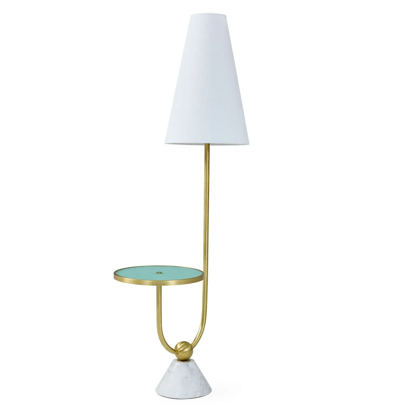 Table Floor Lamp with Marble Base - Brass image