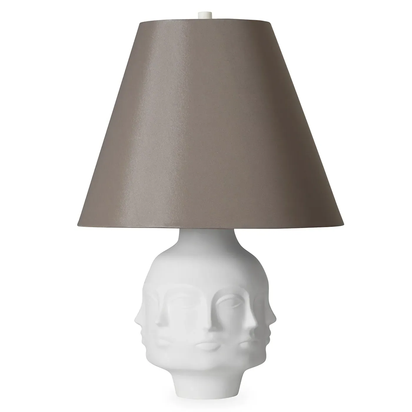 Table Lamp with Silk Shade - Grey, Porcelain image
