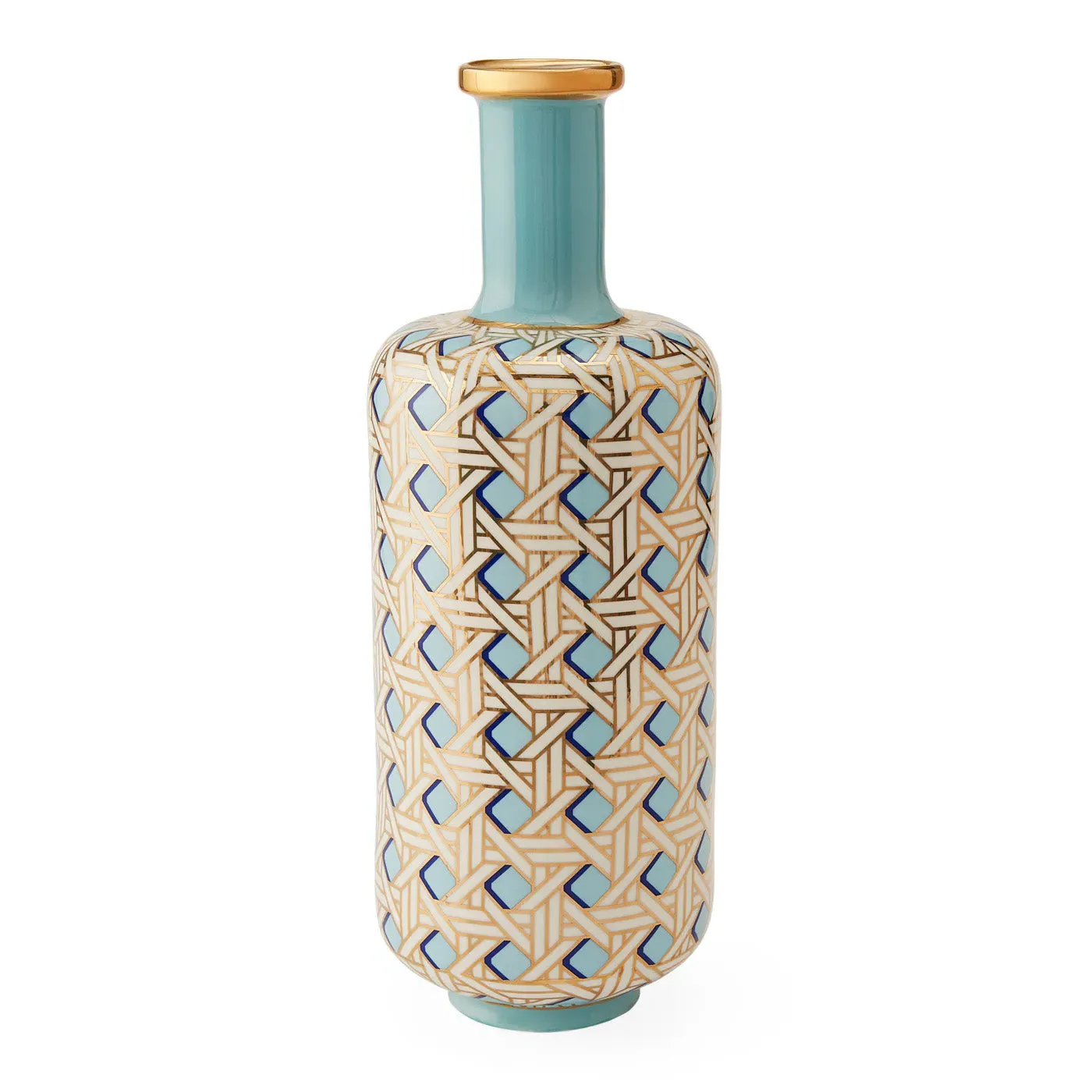 Tall Bottle Vase Basketweave - Blue, Porcelain image