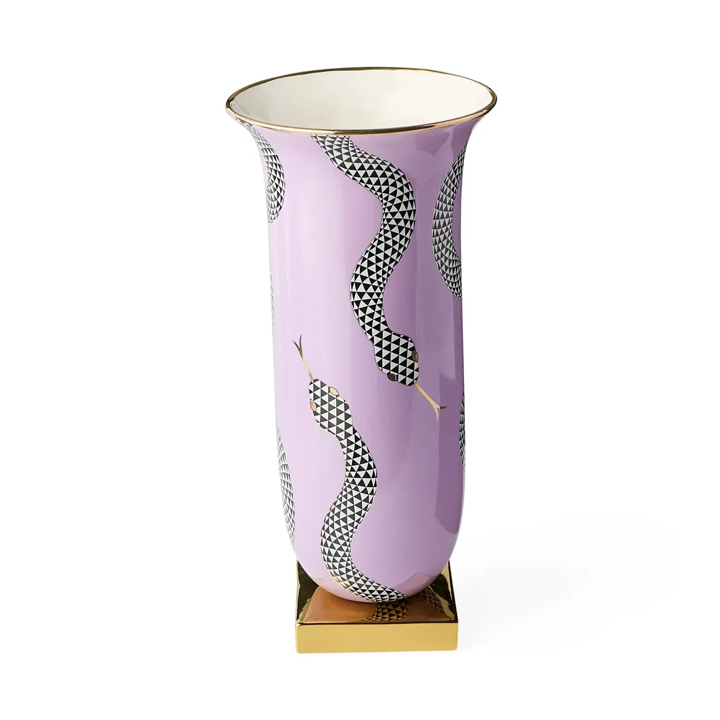 Tall Flared Vase with Serpent Design - Gold Accent image