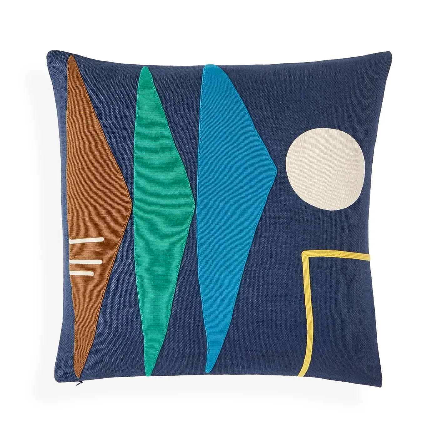 Triangle Cushion with Cord Embroidery - Linen image