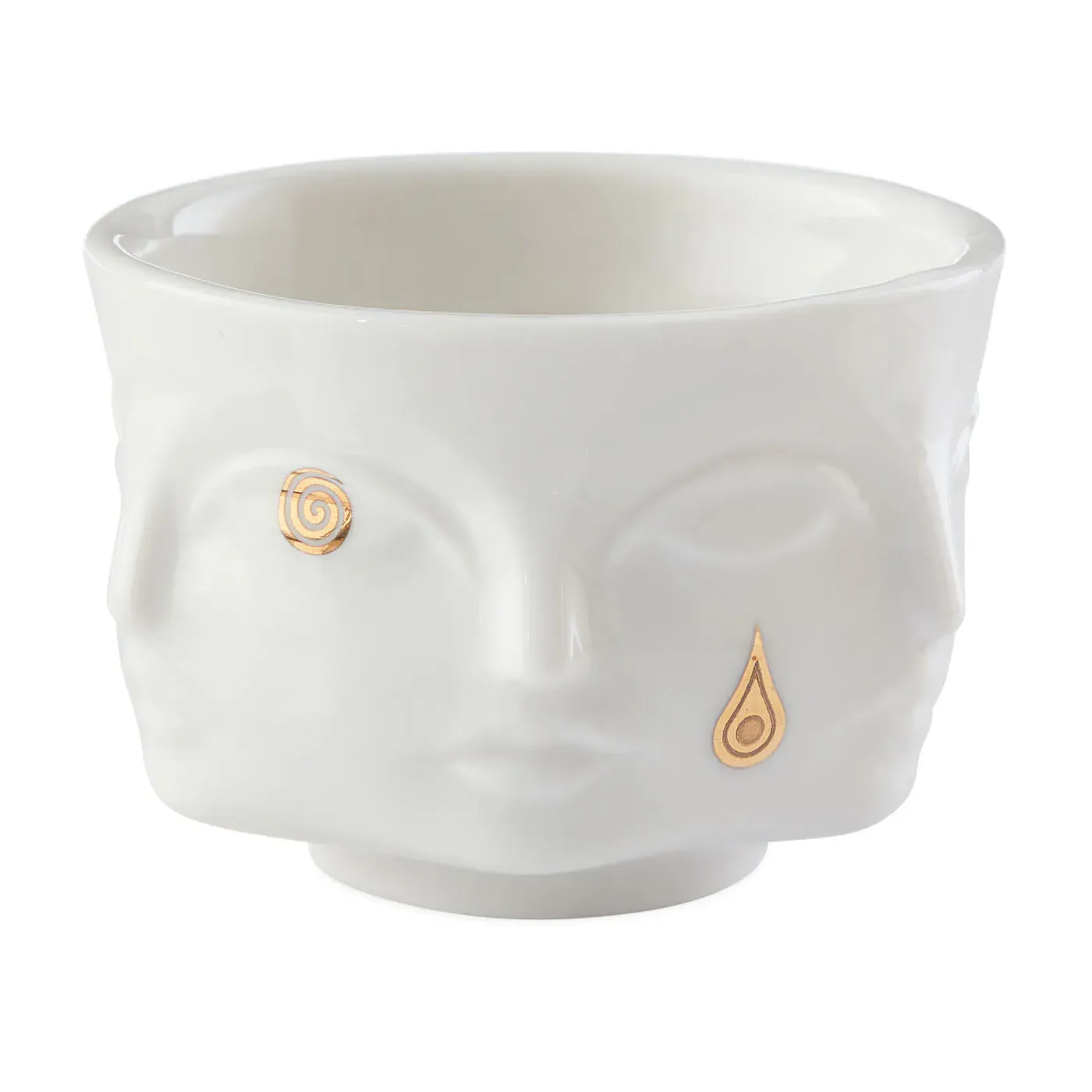 Votive Holder with Gold Details - White, Porcelain image