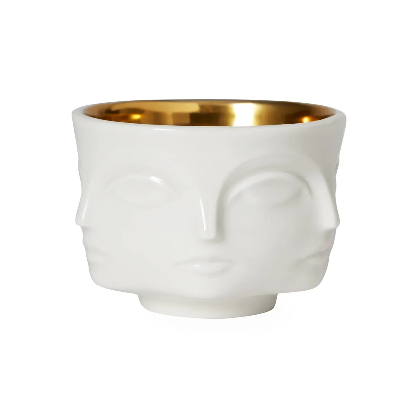 Votive Holder with Gold Interior - White, Porcelain image