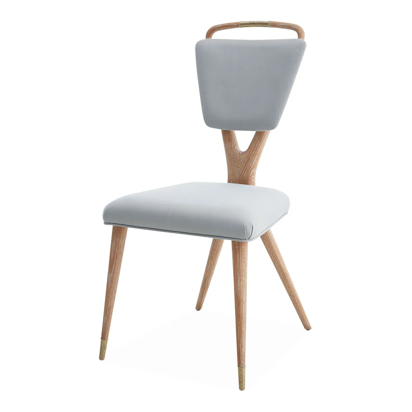 X-Back Dining Chair with Brass Detail - Blue, Oak image