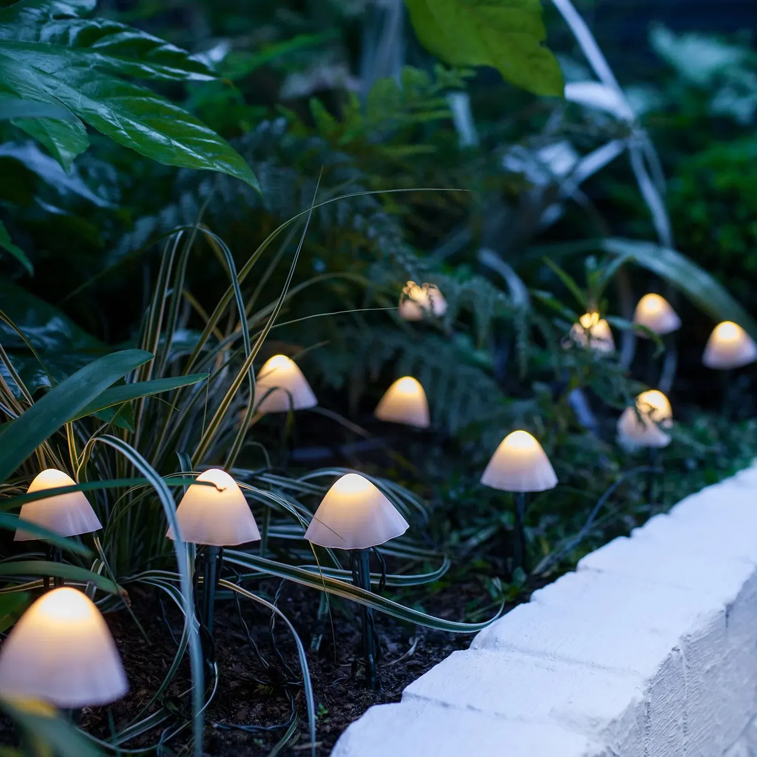 12-Pack Mini Mushroom Solar Stake Lights - Warm White
