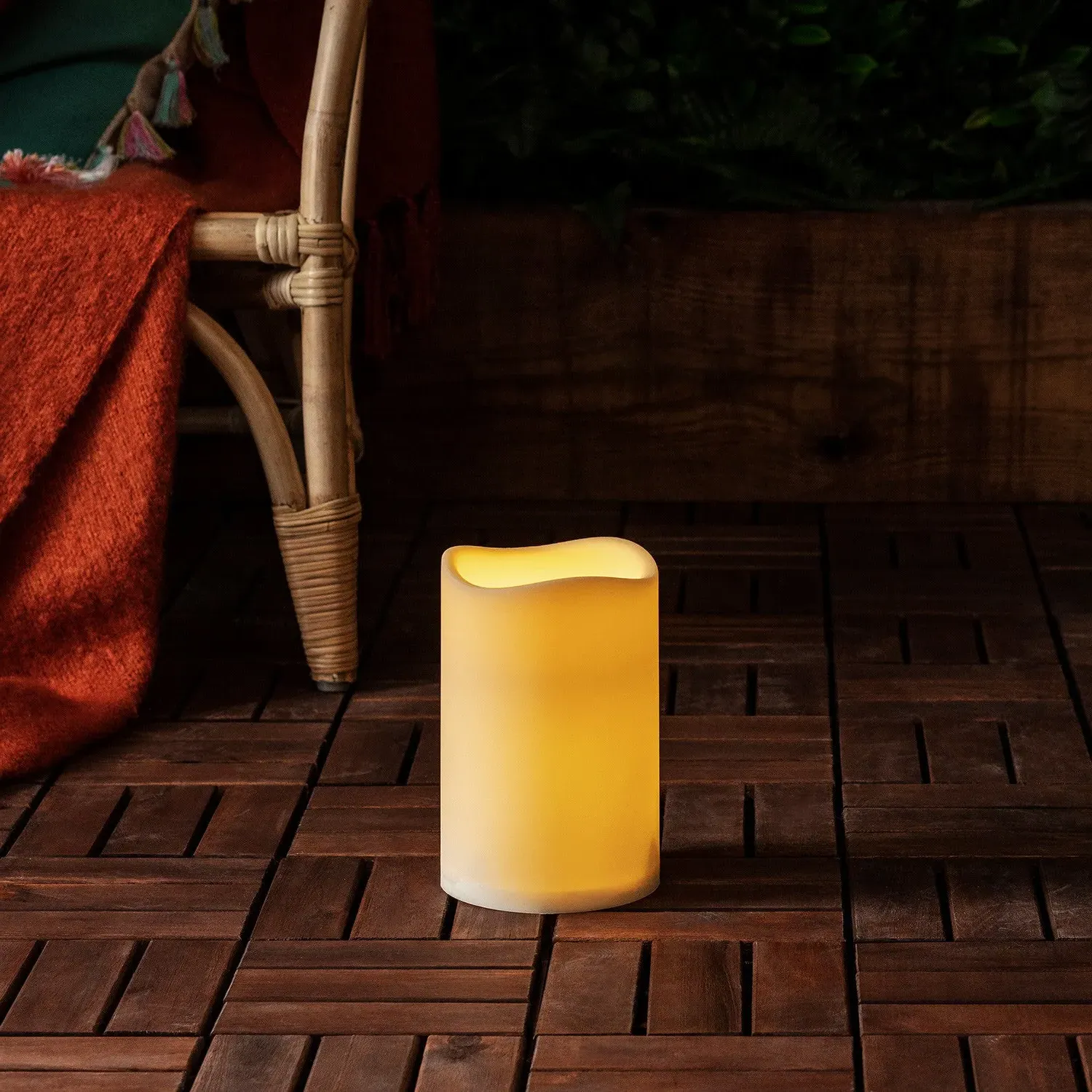 Battery LED Candle with Timer - Cream