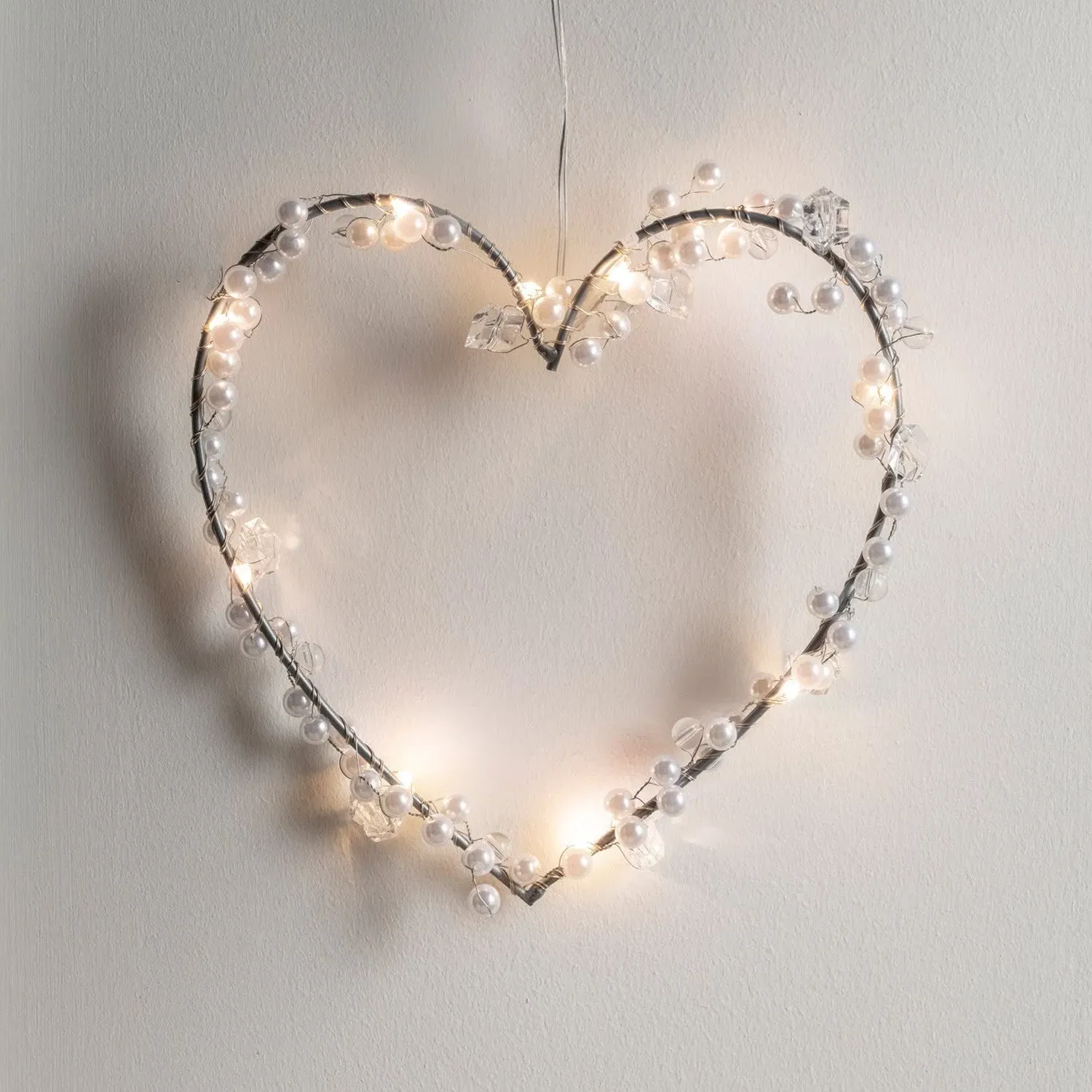 Heart Wreath with LED Lights - Warm White image
