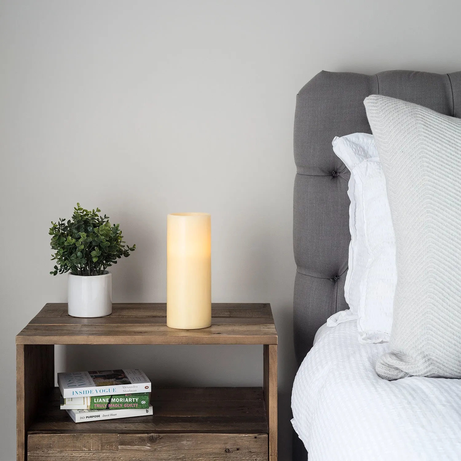 Large LED Pillar Candle with Timer - Amber, Wax