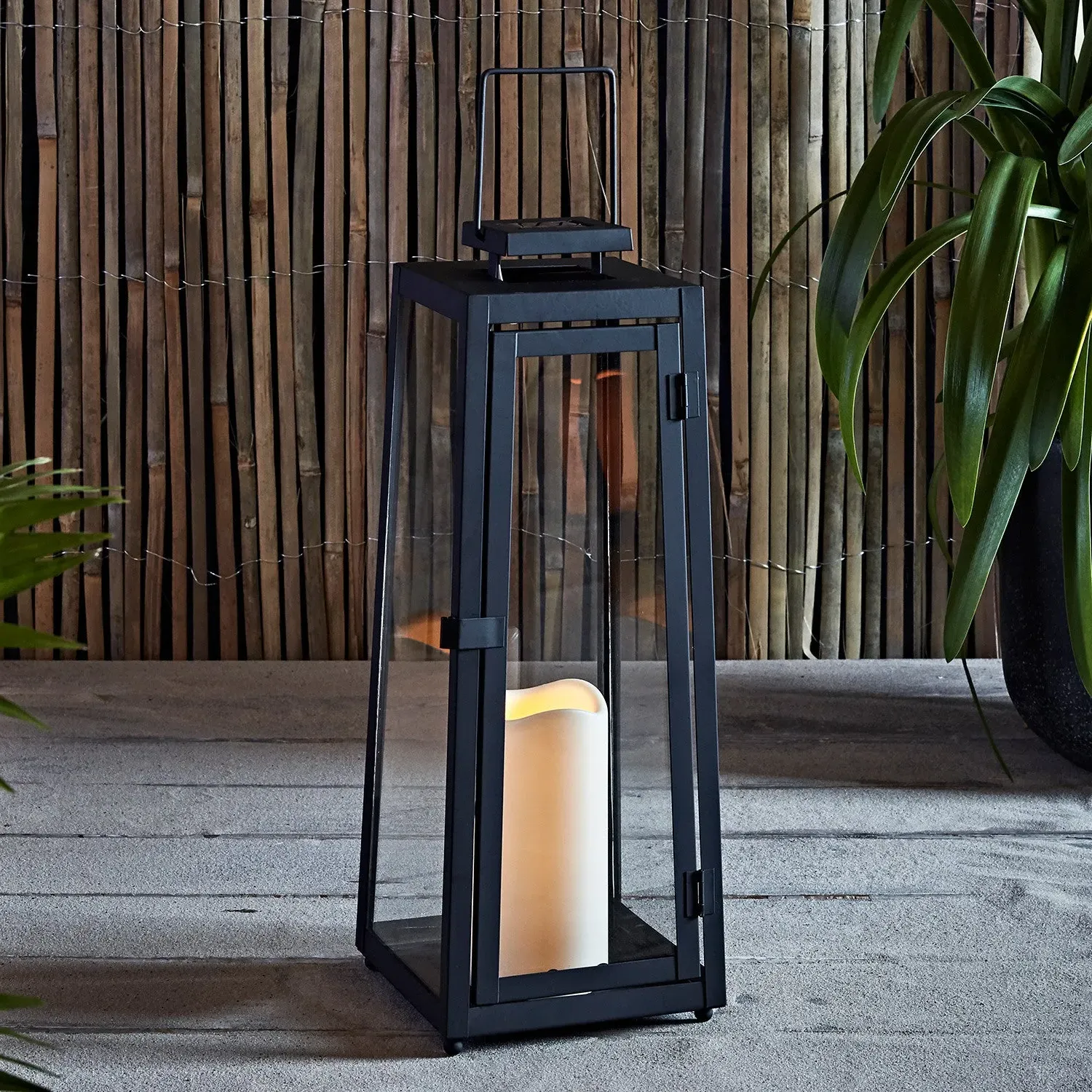 Large Solar Garden Lantern with Handle - Charcoal image