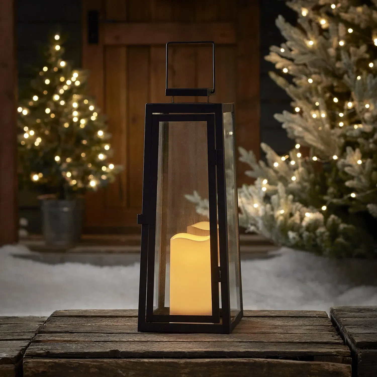 Solar Garden Lantern with Handle - Charcoal Metal