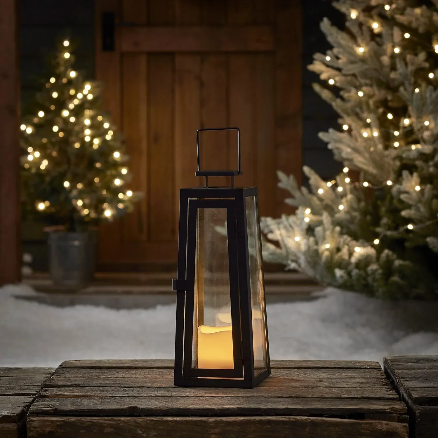 Solar Garden Lantern with Handle - Charcoal Metal