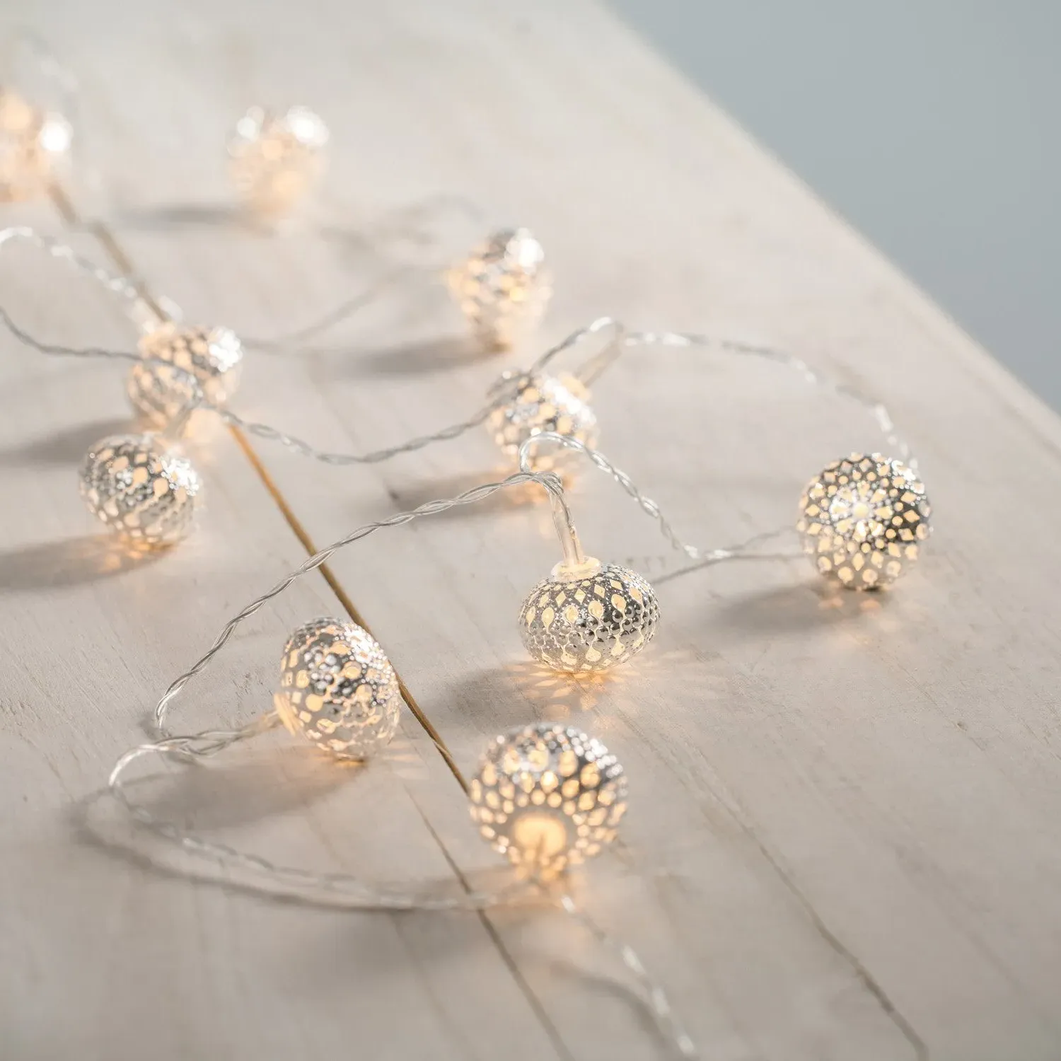 10-Light Fairy String Lights - Silver, Metal