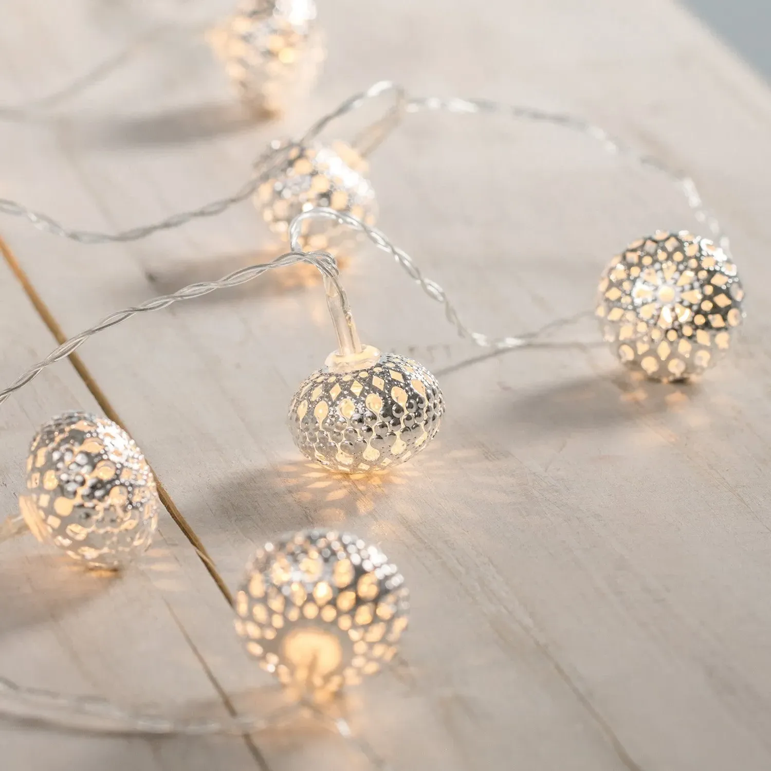 10-Light Fairy String Lights - Silver, Metal image