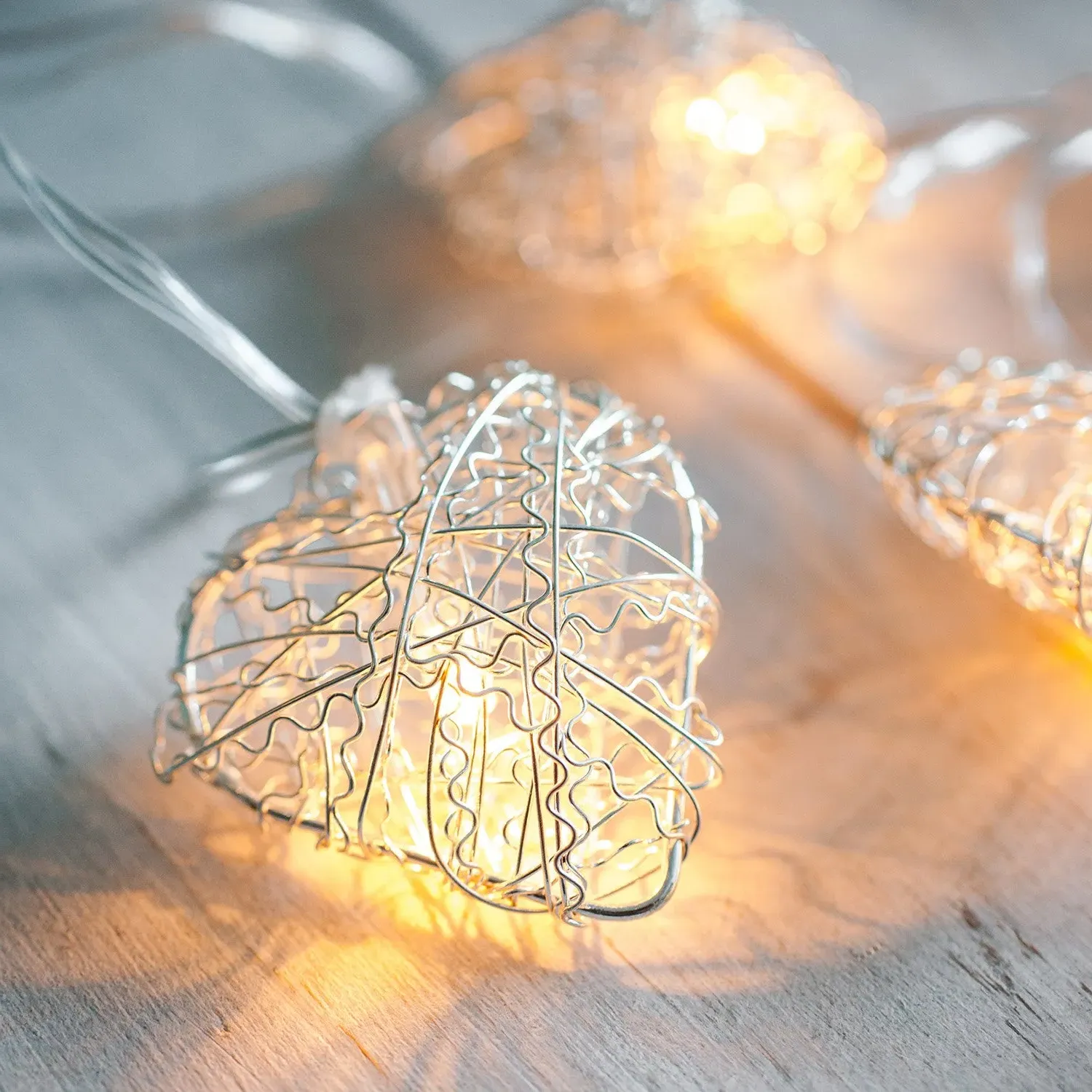 10-Light Heart Fairy Lights - Warm White, Metal image