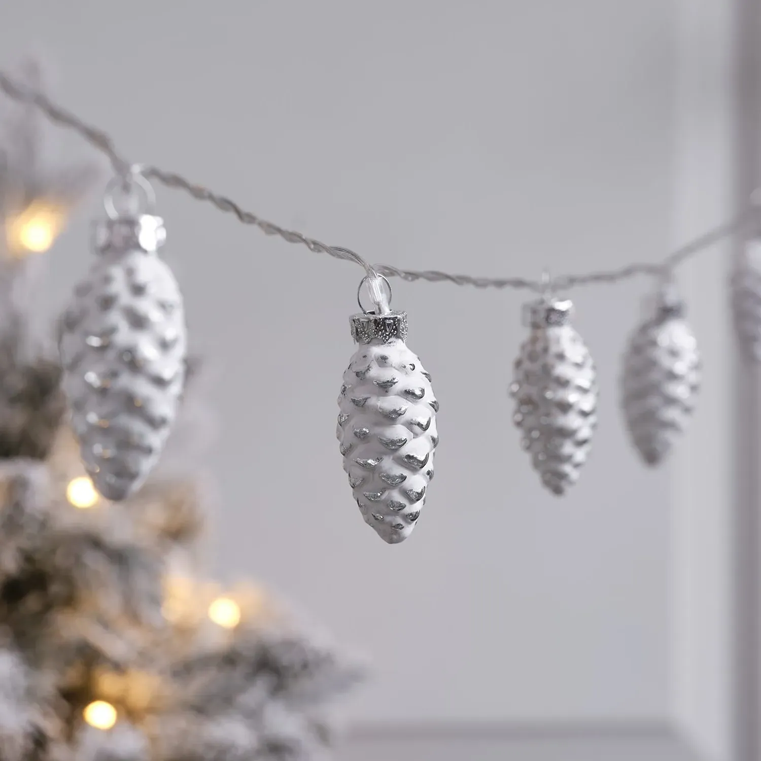 10-Light Pinecone LED String Lights - Warm White