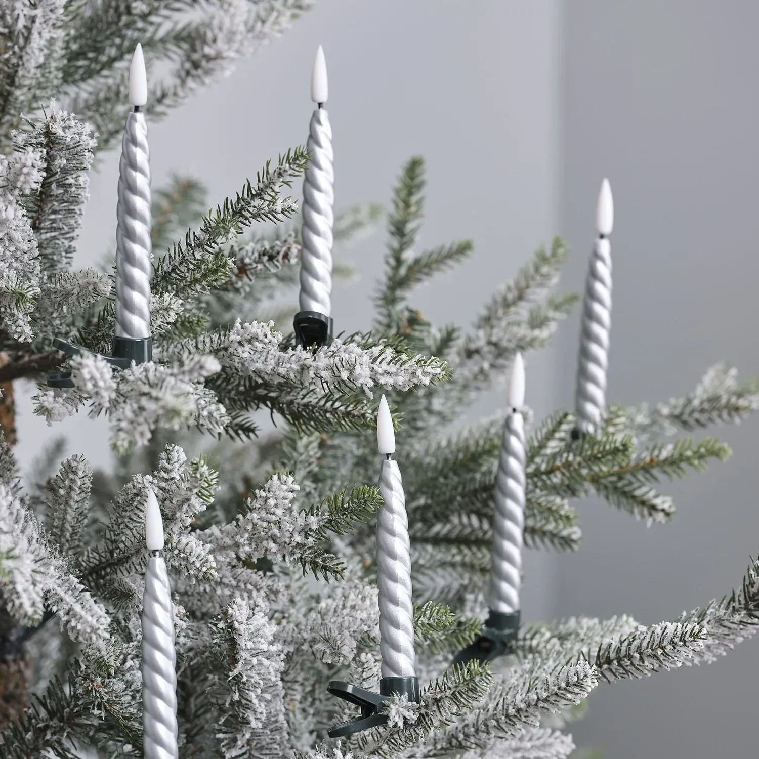 10-Pack LED Christmas Candle Clips - Silver, Wax