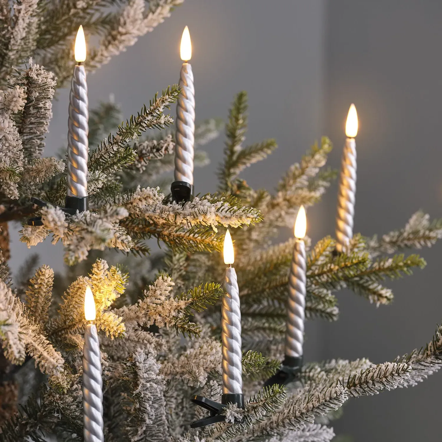 10-Pack LED Christmas Candle Clips - Silver, Wax image