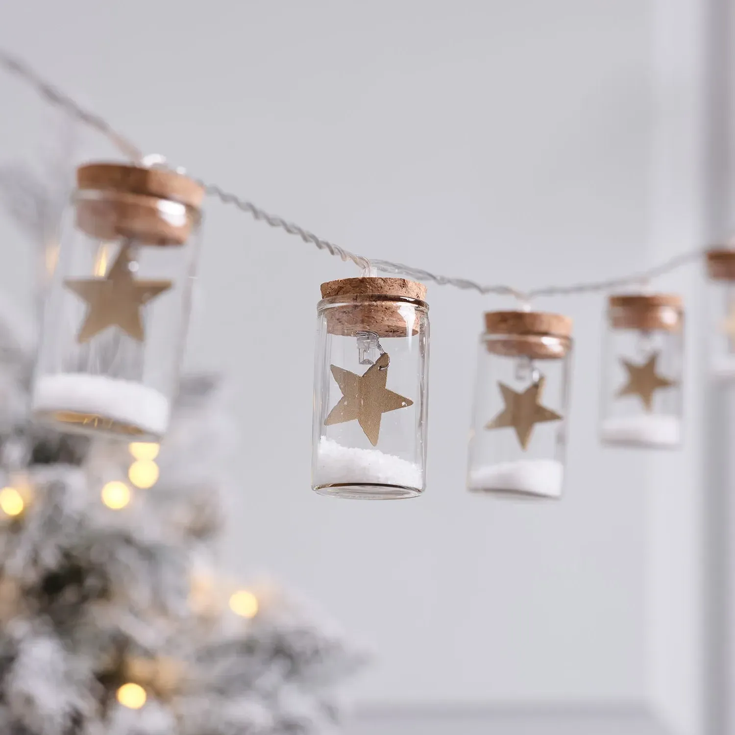 10 Star Glass Bottle String Lights - Warm White