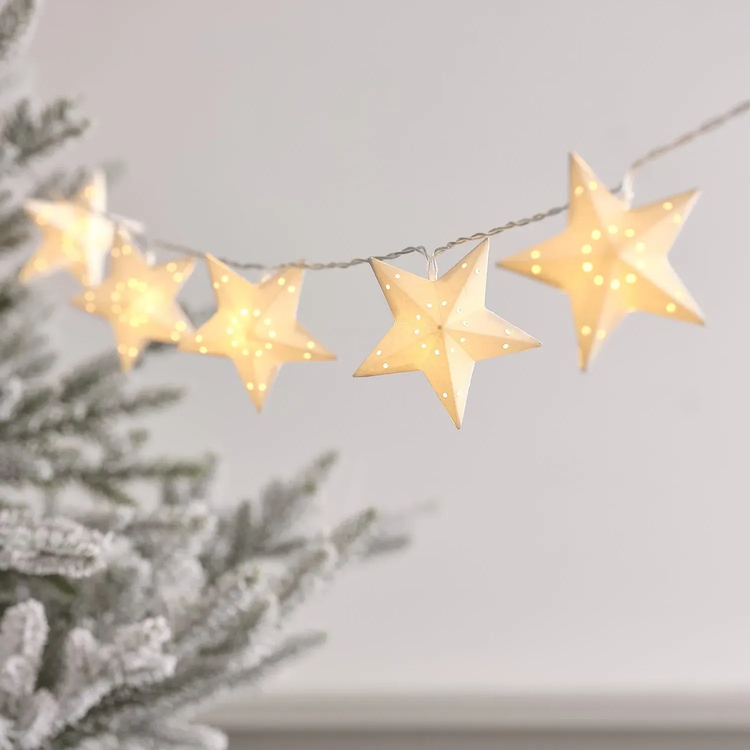 10-Star LED String Lights - White, Paper image
