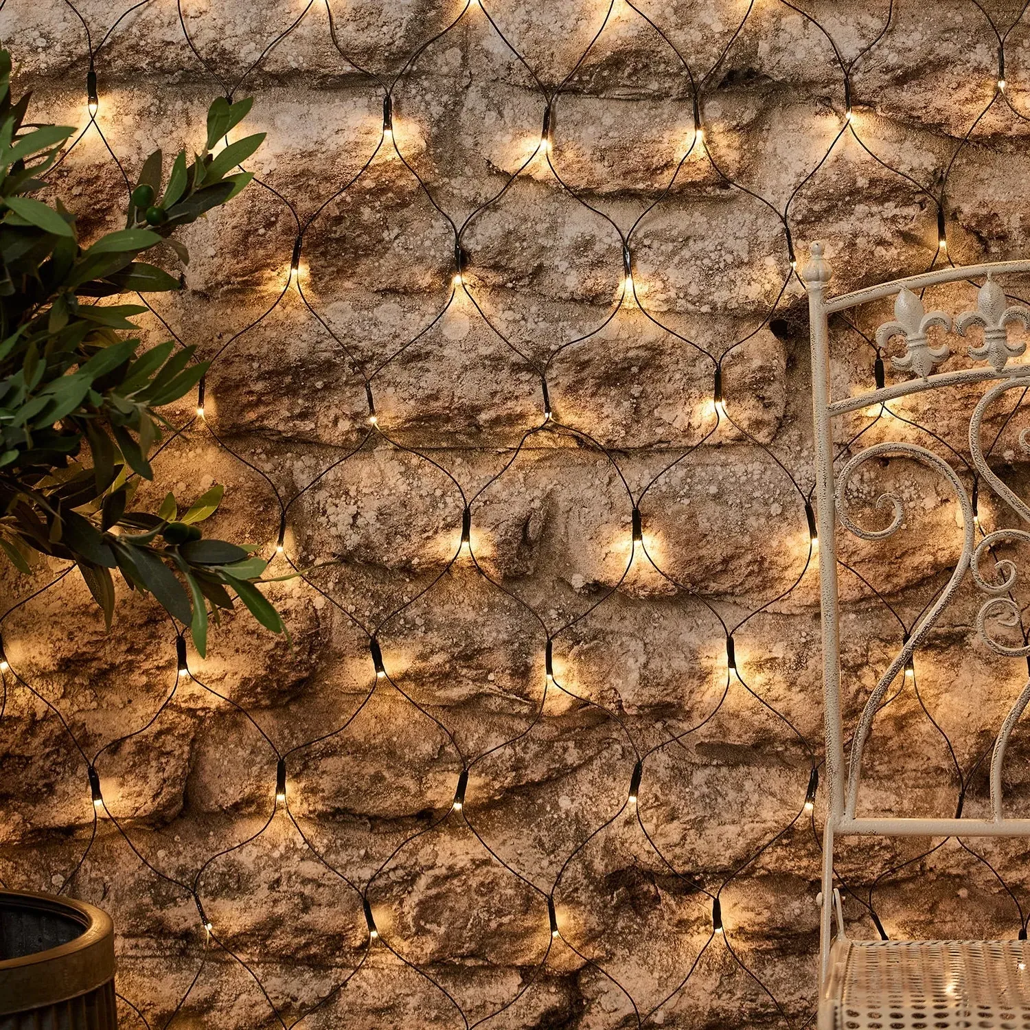 100 LED Solar Net Light - Warm White, PVC
