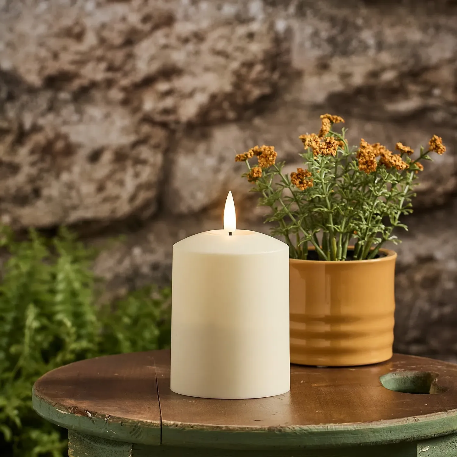 10cm Solar LED Candle - Ivory, Plastic image