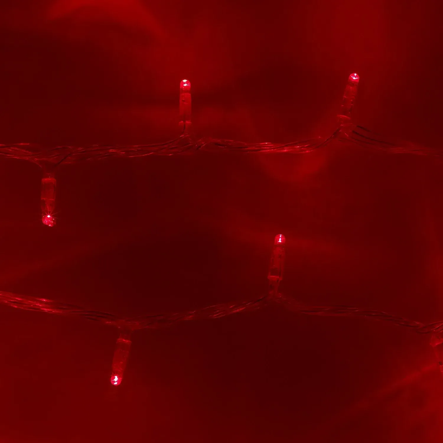 10m Connectable Fairy Lights - Red, Clear Cable