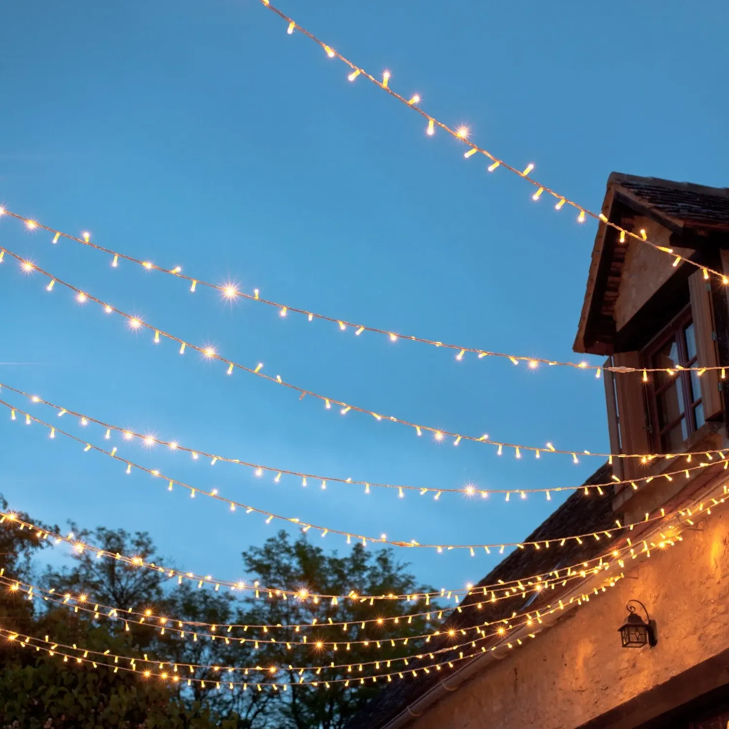 10m Connectable Fairy Lights - Warm White, Clear Cable