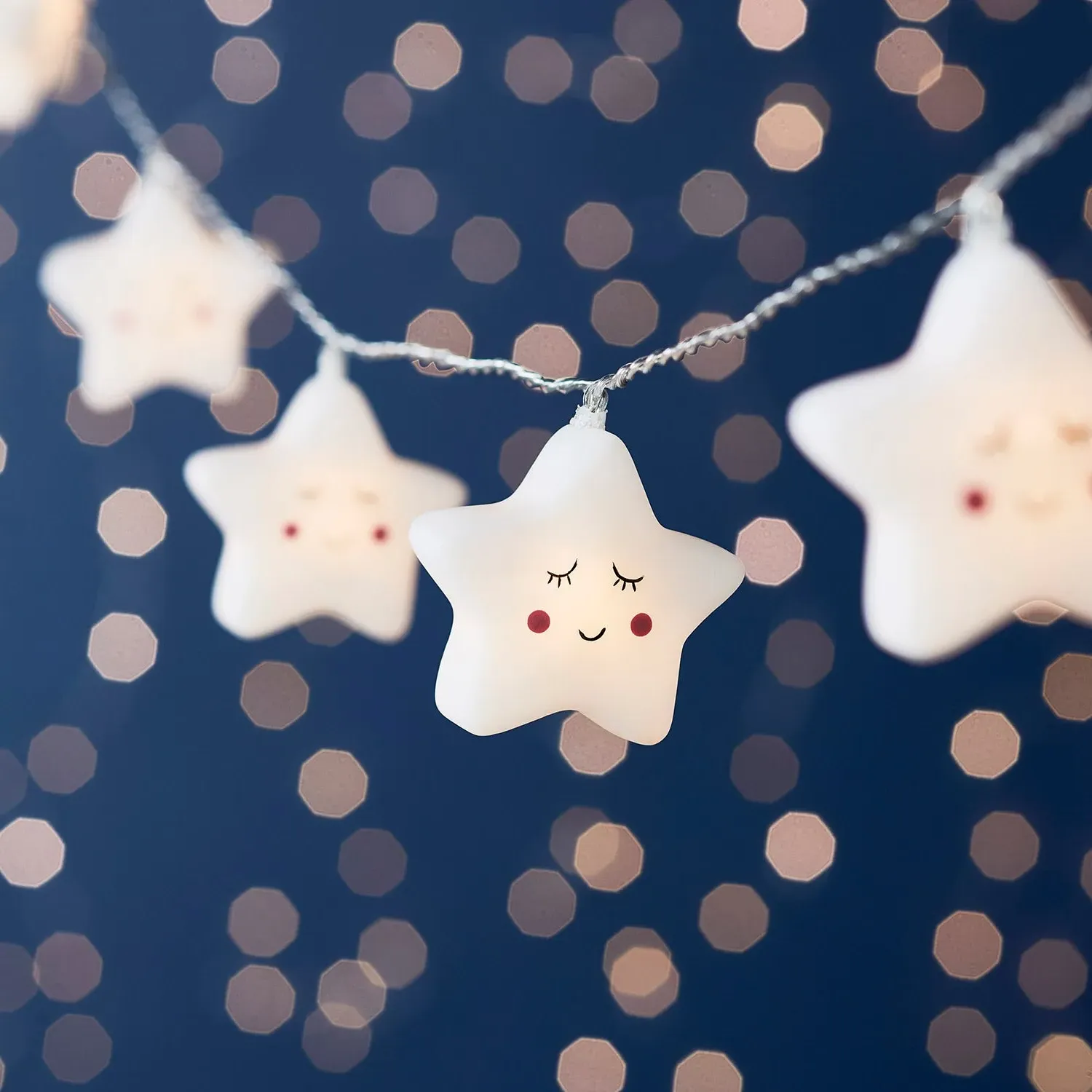 12-Light Star Fairy Lights - Warm White
